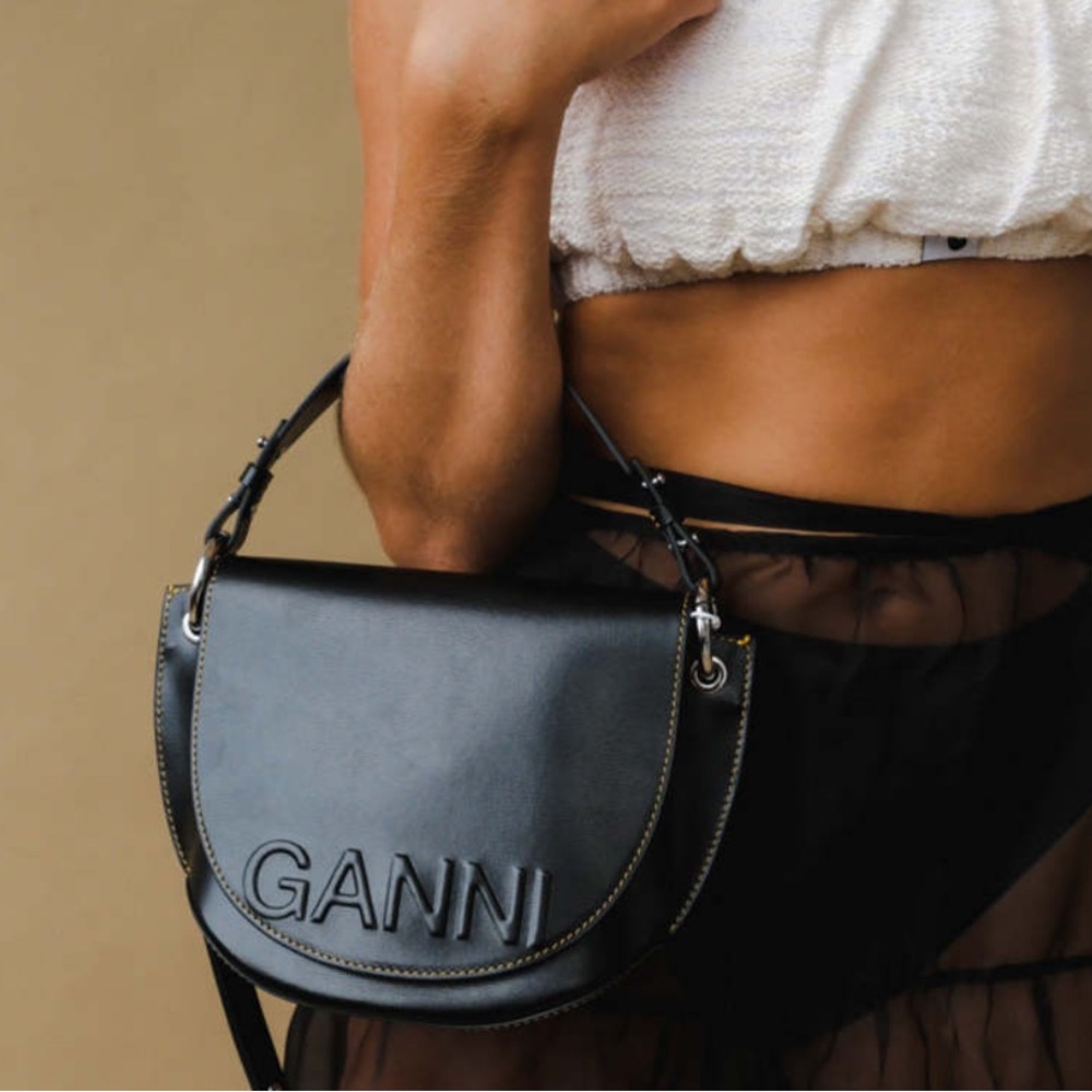 Ganni Banner Saddle Handbag